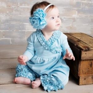 Lemon Baby Blue Ruffled Jumpsuit